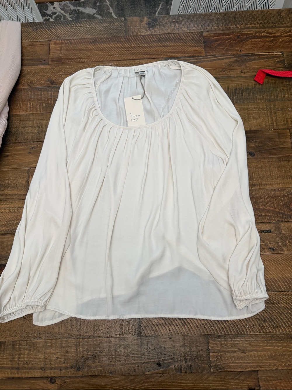 a new day Cream Scoop-Neck Long-Sleeve Blouse